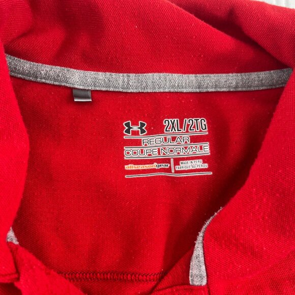 Under Armour Men's Red Polo Shirt 2XL Regular Fit Short Sleeve - Picture 2 of 5